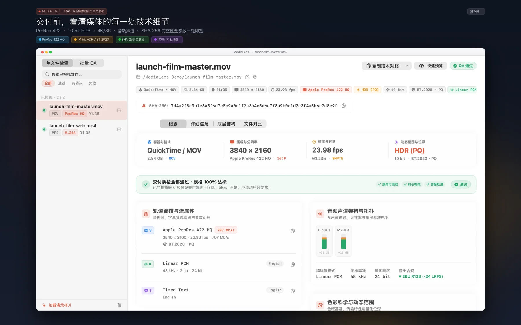 MediaLens 媒体质检工作台截图